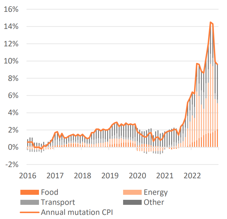 Figure 1: Inflation in the Netherlands, end of December 2022 (Source: CBS)